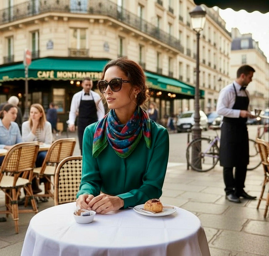 Imperial Peonies Sapphire Silk Square Scarf