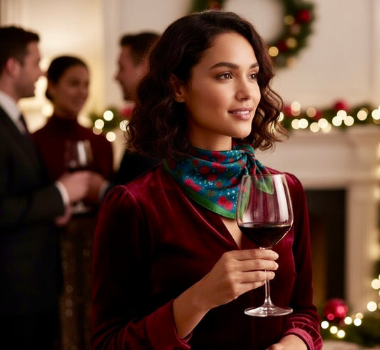 Imperial Peonies Sapphire Silk Square Scarf