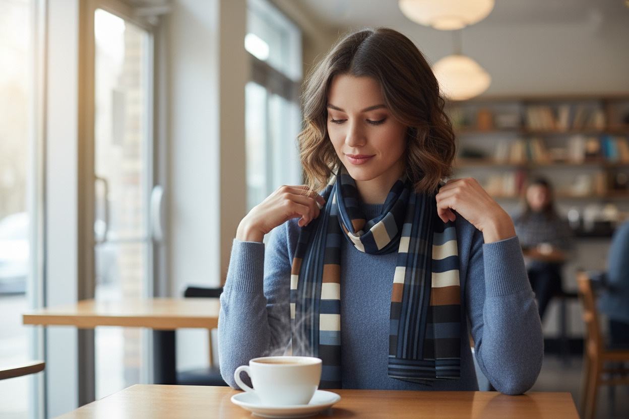 Midnight Timber Silk Long Scarf