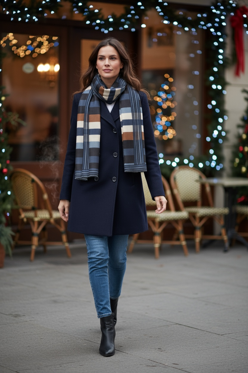 Midnight Timber Silk Long Scarf