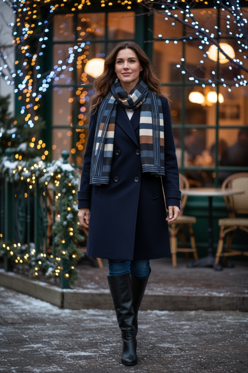 Midnight Timber Silk Long Scarf