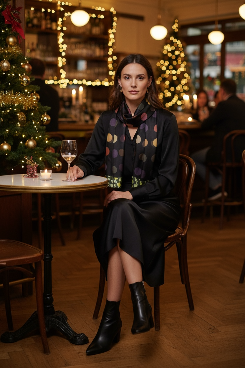 Carnivale Swirls of Green Silk Long Scarf