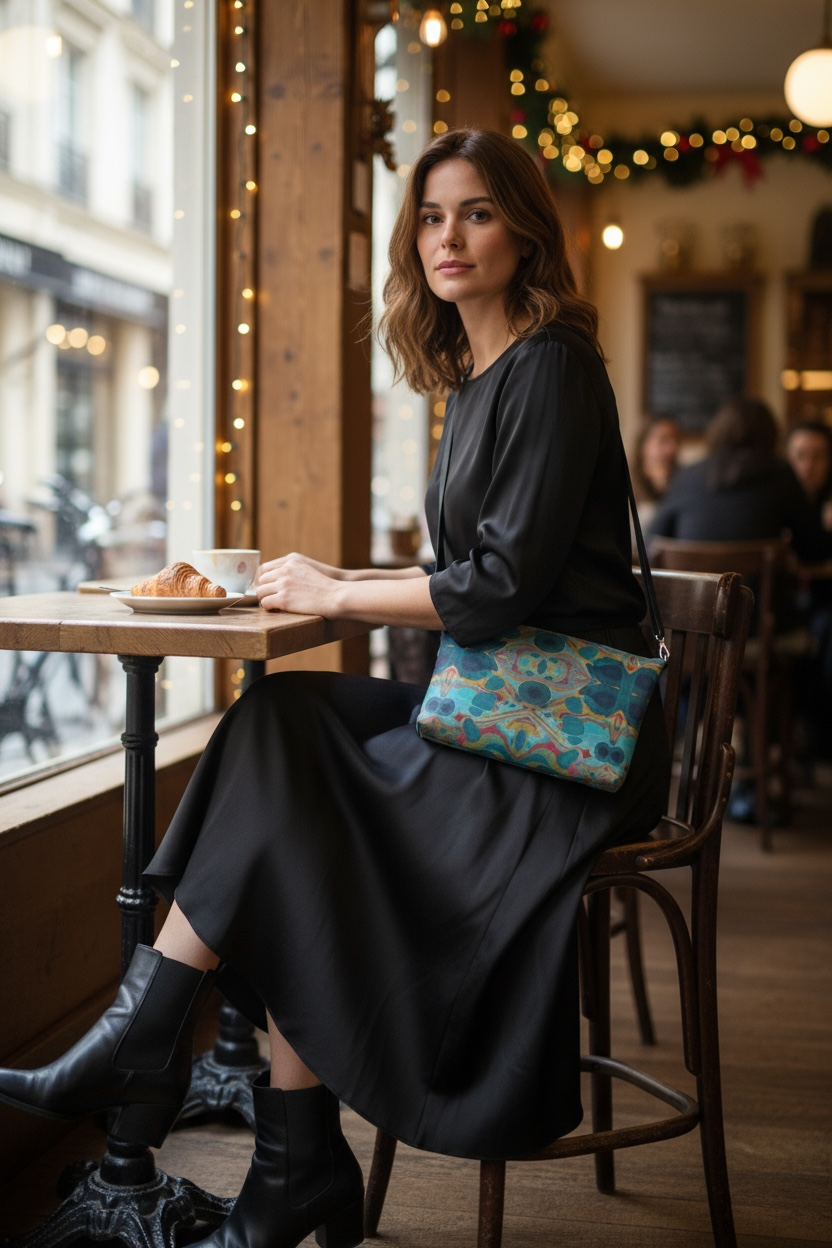 Gilded Currents Vegan Leather Crossbody Purse