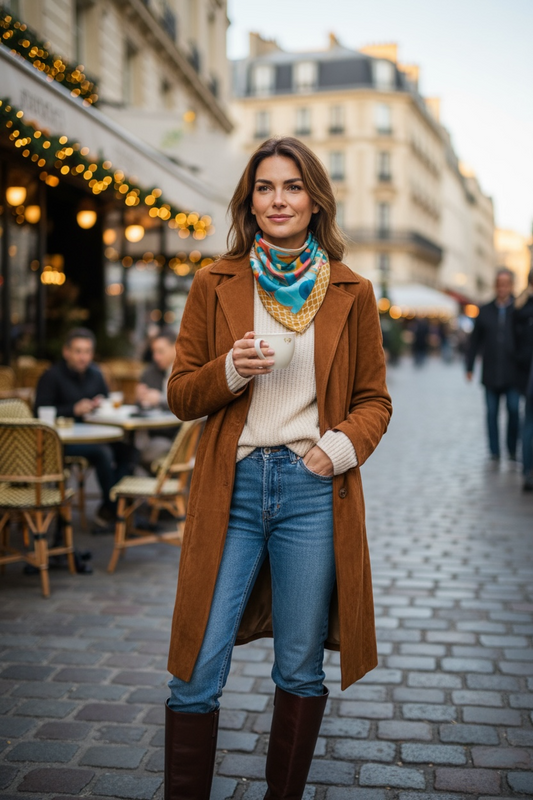 Gilded Currents Butterfly Silk Square Scarf