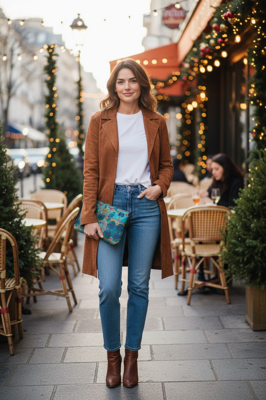 Gilded Currents Butterfly Vegan Leather Clutch