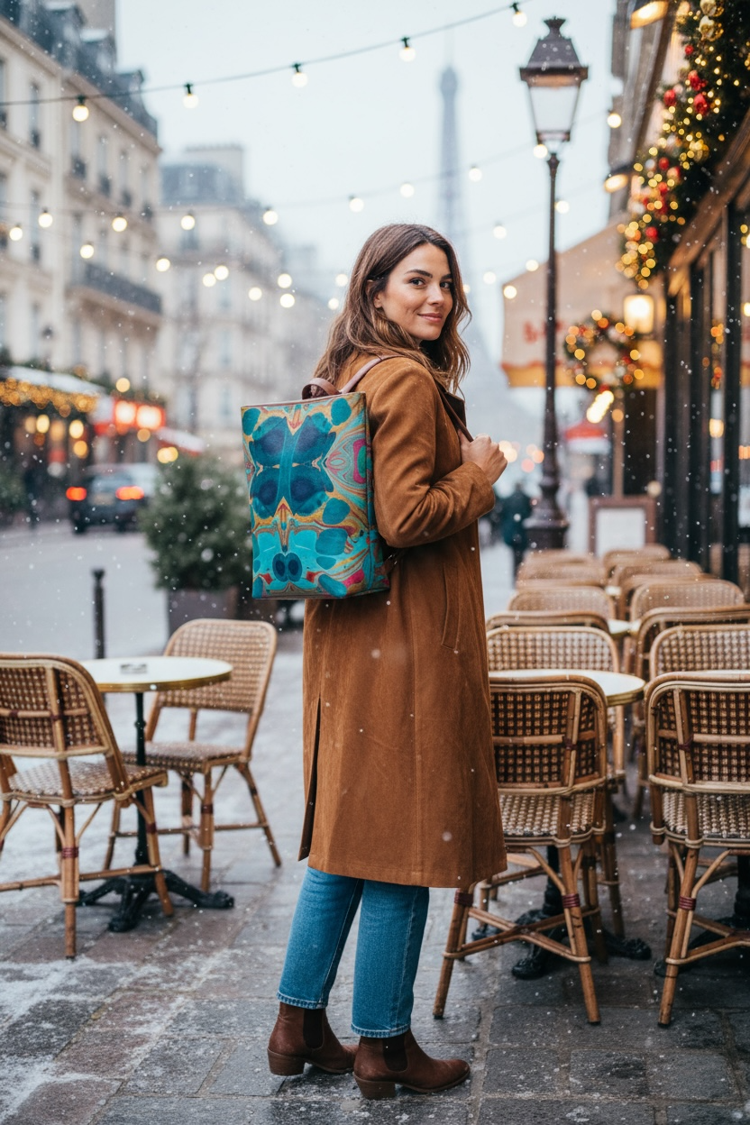 Gilded Currents Butterfly Vegan Leather Backpack