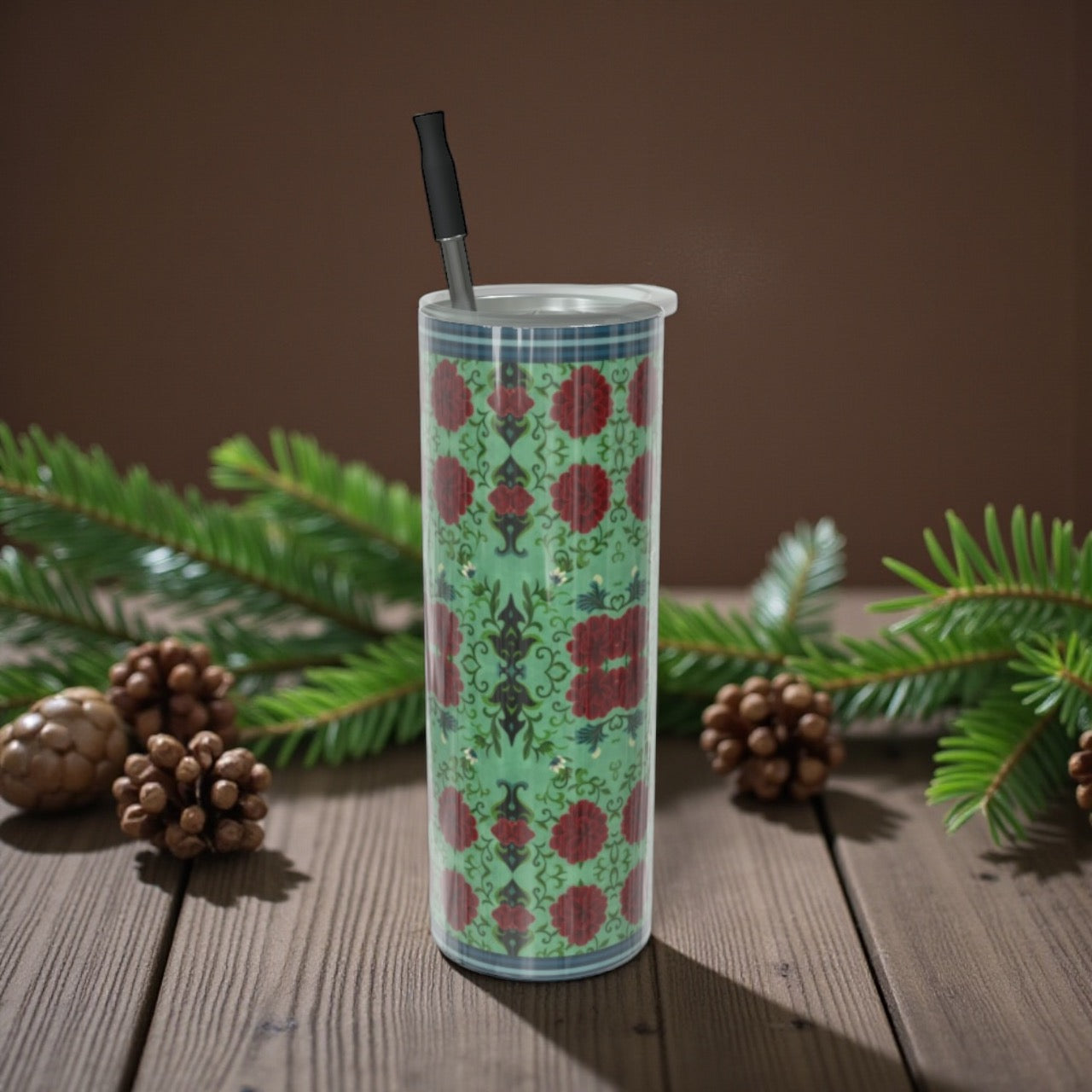 Imperial Peonies Mint Water Bottle