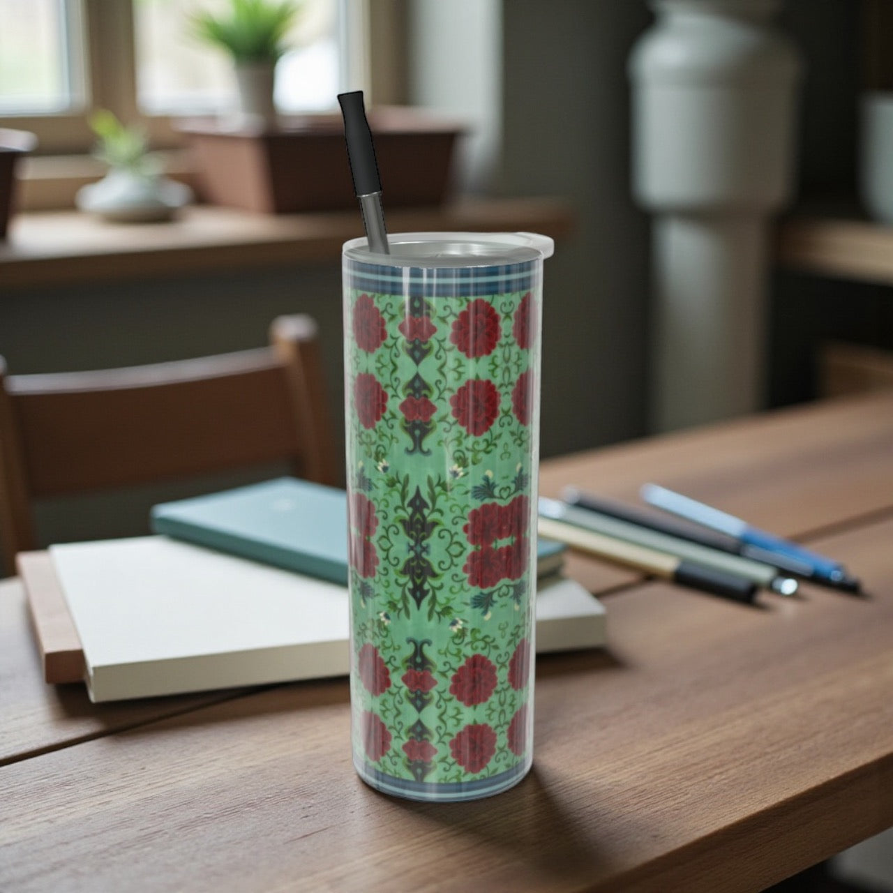 Imperial Peonies Mint Water Bottle