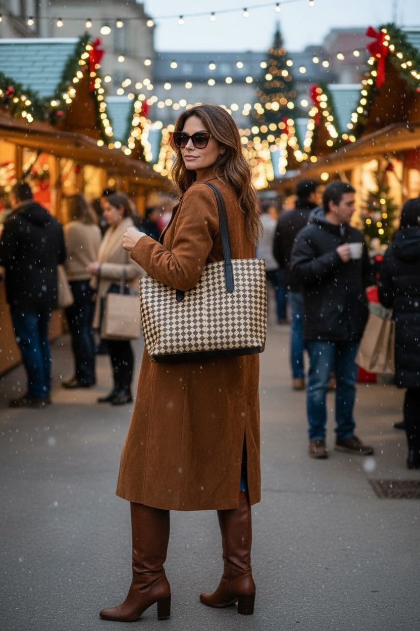 Cafe Harlequin Vegan Leather Tote Bag