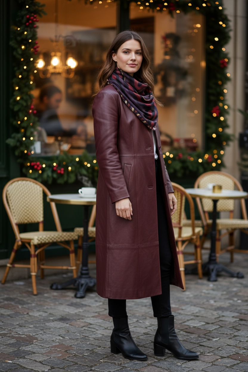 Burgundy Little Waves Silk Square Scarf