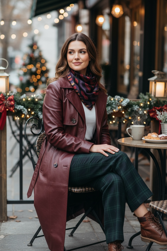 Burgundy Little Waves Silk Square Scarf