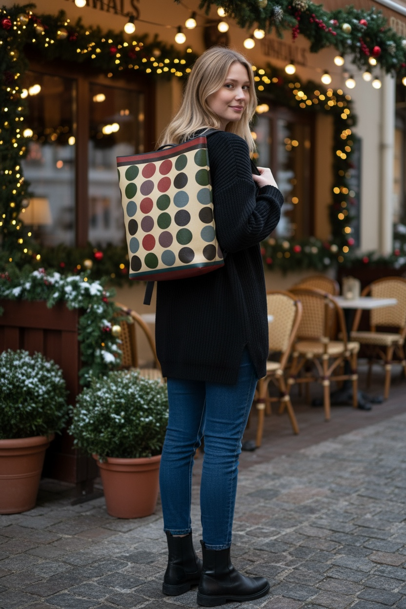 Retro Dotscape Vegan Leather Backpack