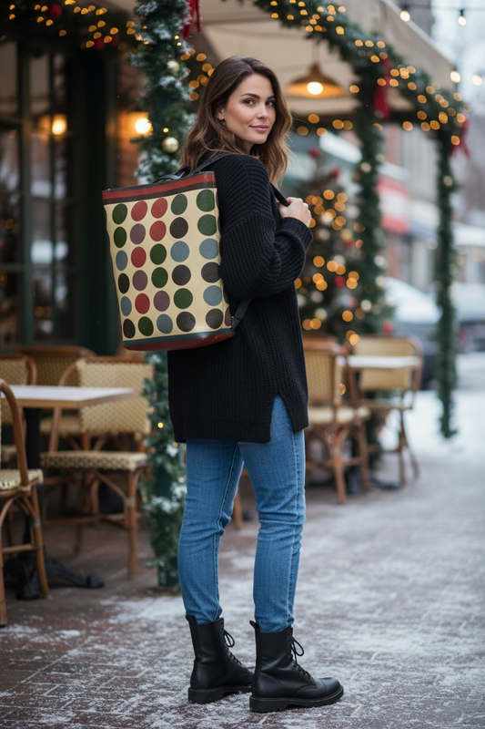Retro Dotscape Vegan Leather Backpack