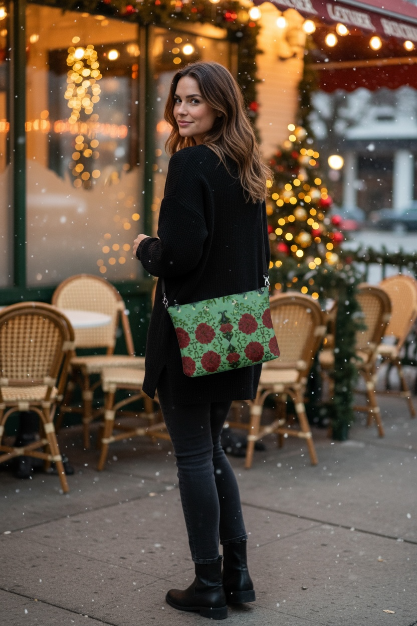 Imperial Peonies Mint Crossbody Purse