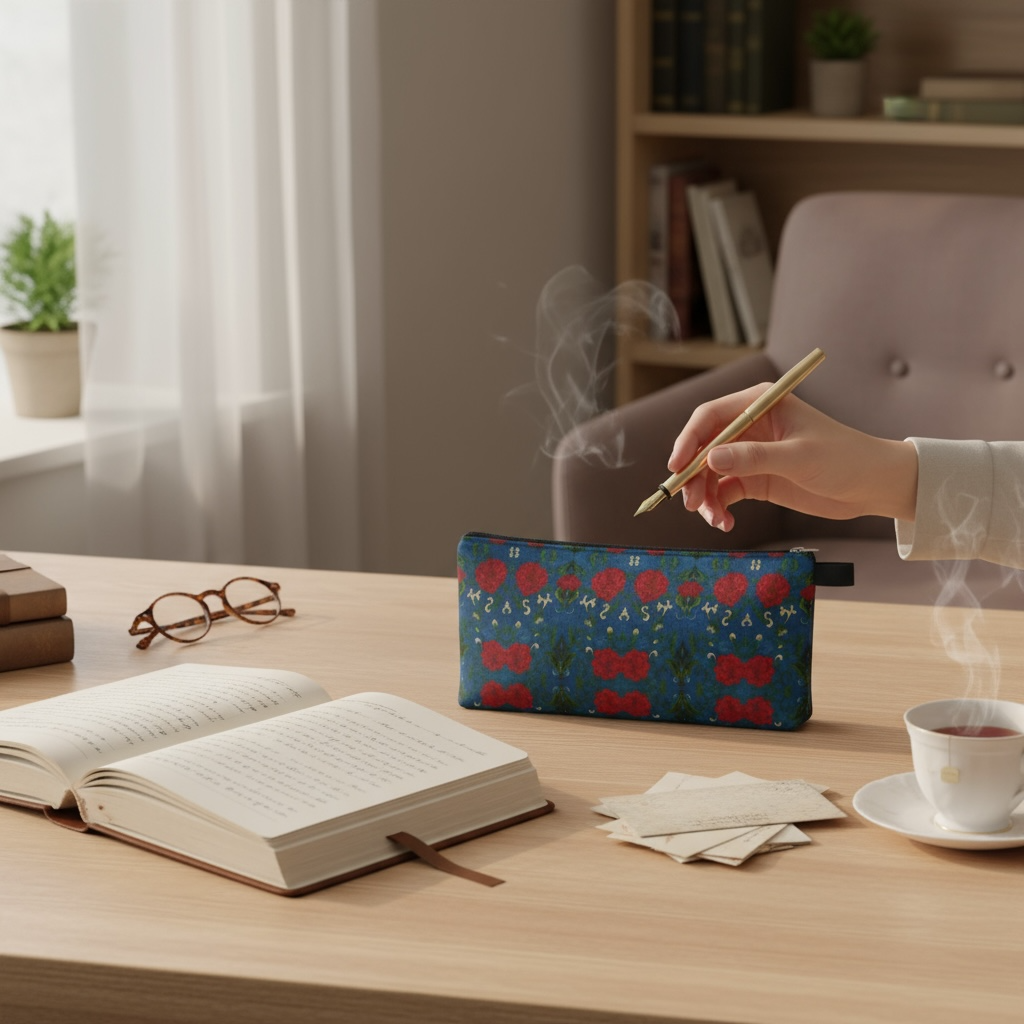 Imperial Peonies Sapphire Pencil Case