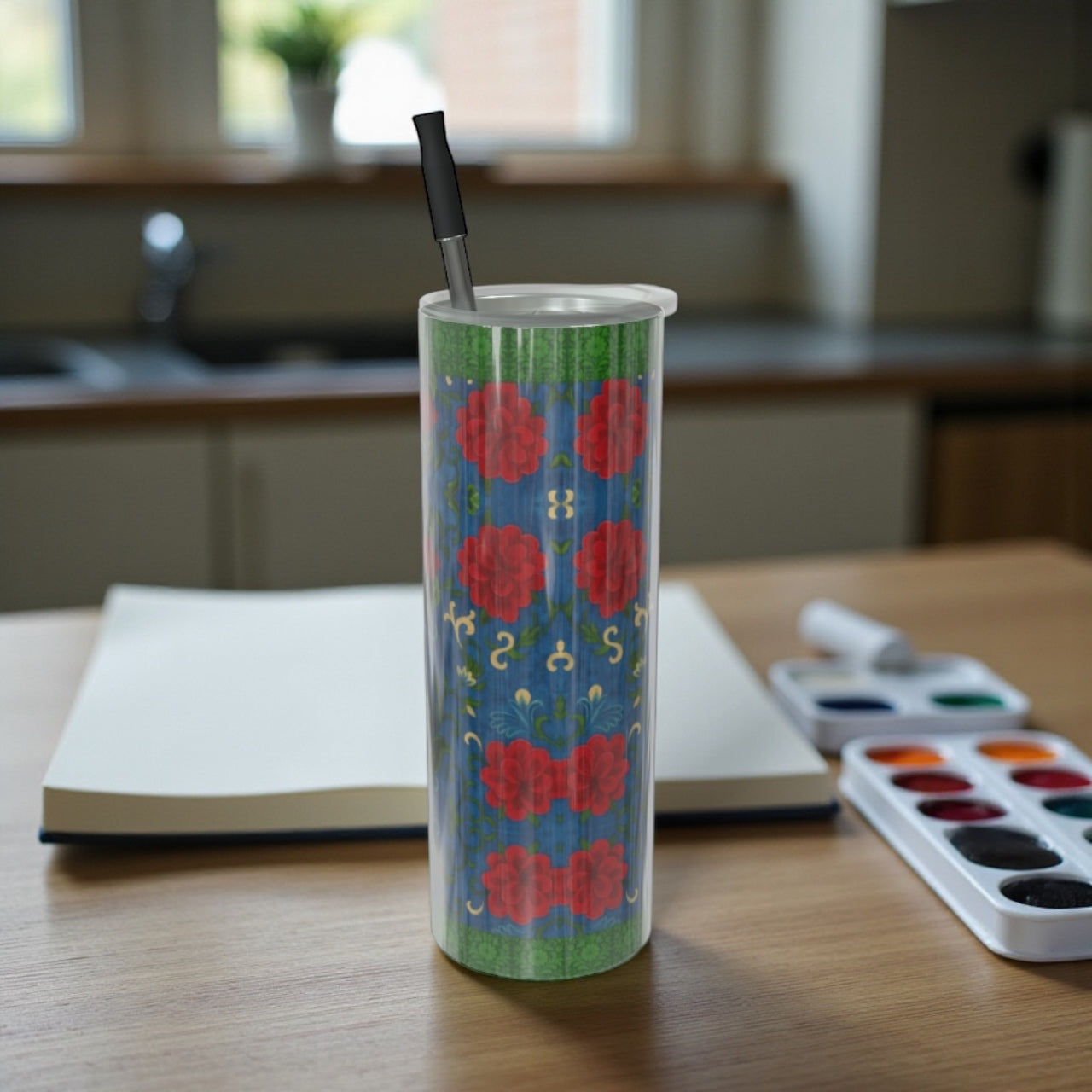 Imperial Peonies Sapphire Water Bottle