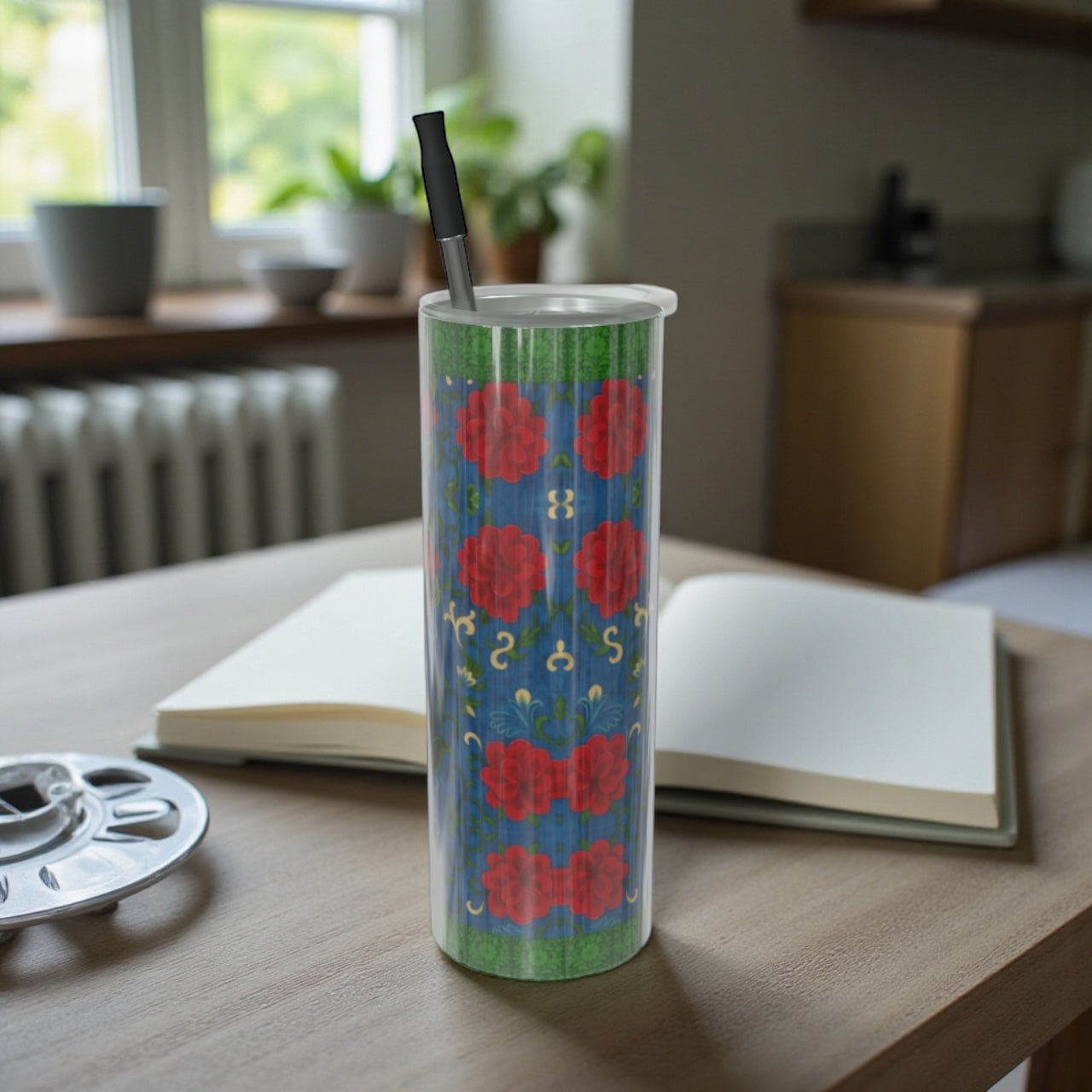 Imperial Peonies Sapphire Water Bottle