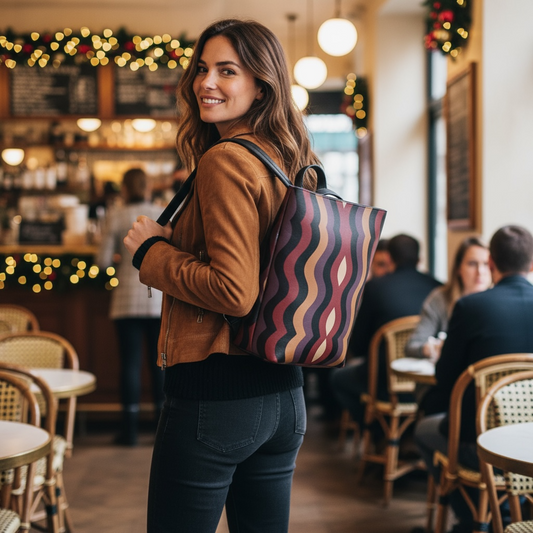 Burgundy Little Waves Vegan Leather Backpack