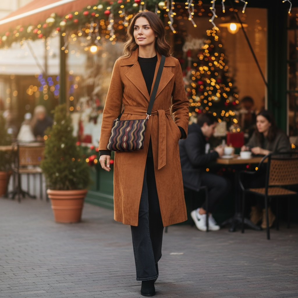 Burgundy Little Waves Vegan Leather Crossbody Purse