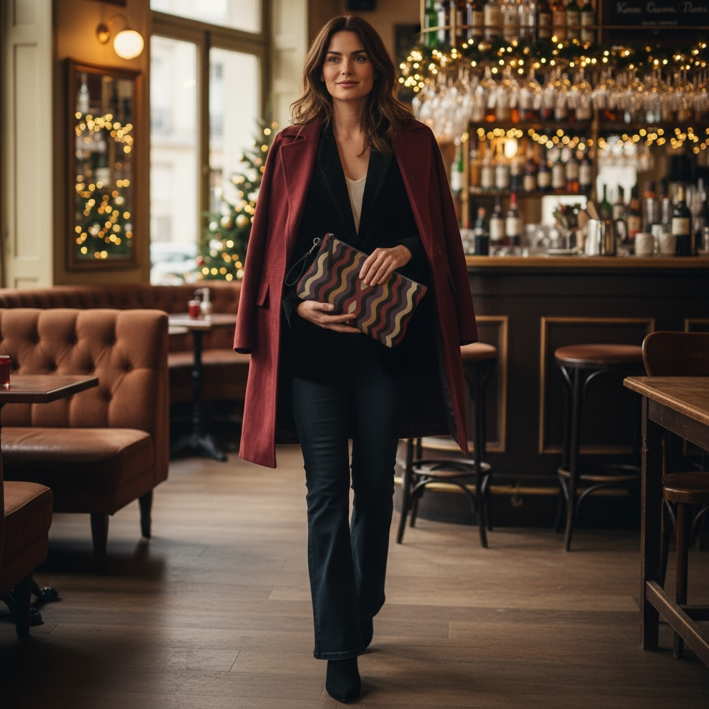 Burgundy Little Waves Vegan Leather Clutch Wristlet