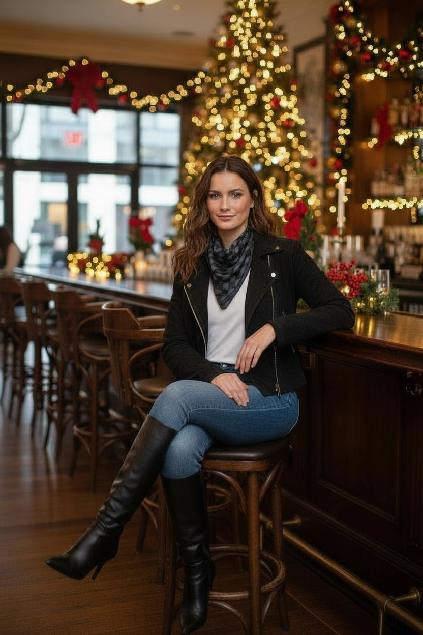 Midnight Argyle Silk Square Scarf