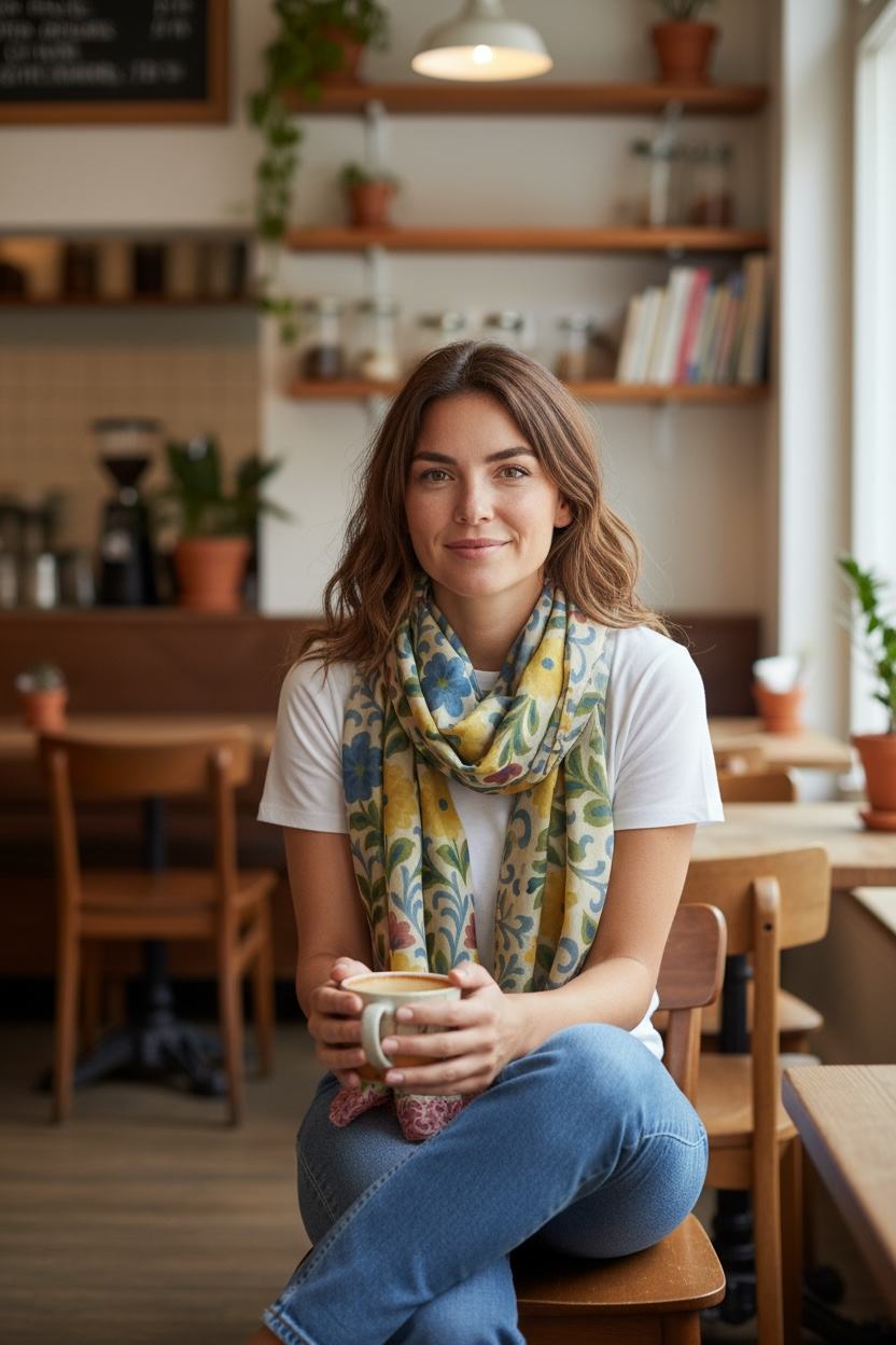 Jardin Provencale Goldenrod Long Silk Scarf