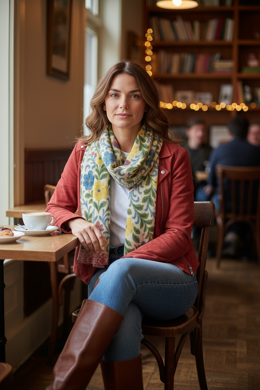 Jardin Provencale Goldenrod Long Silk Scarf