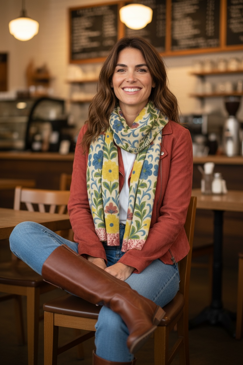 Jardin Provencale Goldenrod Long Silk Scarf