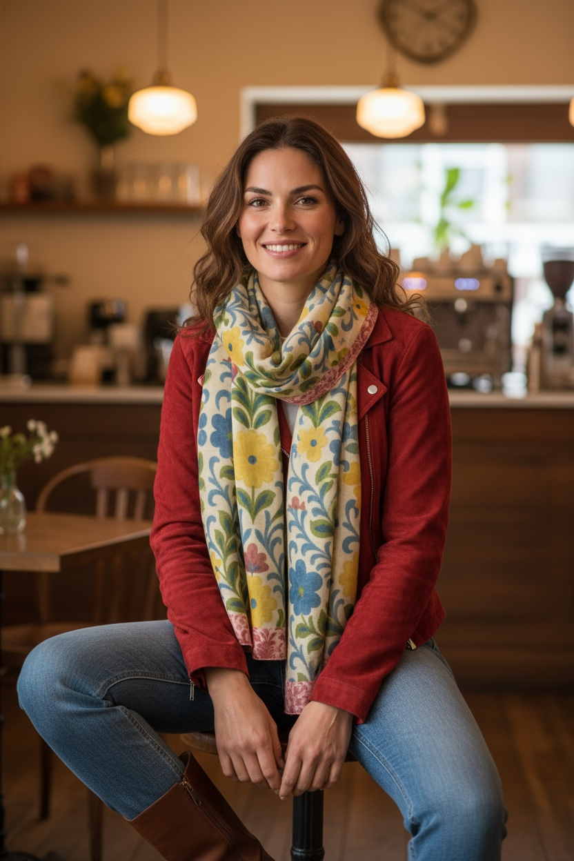 Jardin Provencale Goldenrod Long Silk Scarf