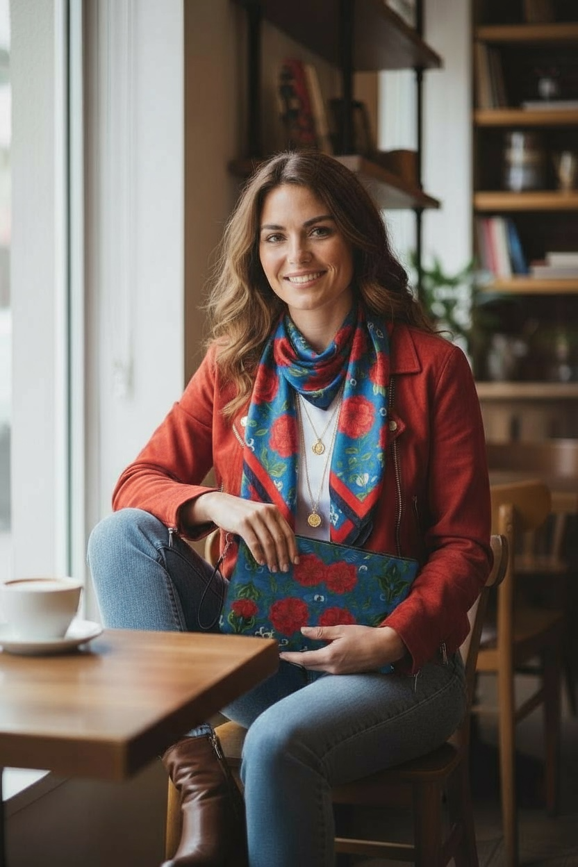 Marquesa Peonies Sapphire Vegan Leather Clutch Wristlet