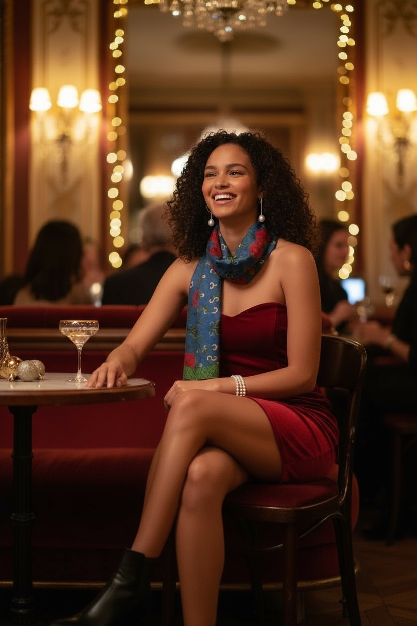 Imperial Peonies Sapphire Silk Long Scarf