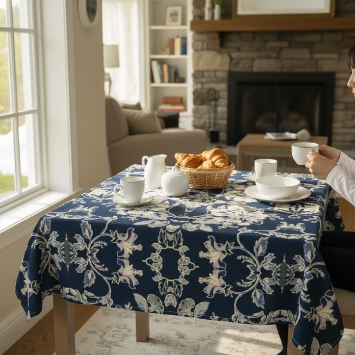 Blue Fleur Damask 60 x 60 Tablecloth