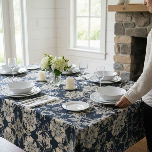 Blue Fleur Damask 60 x 90 Tablecloth