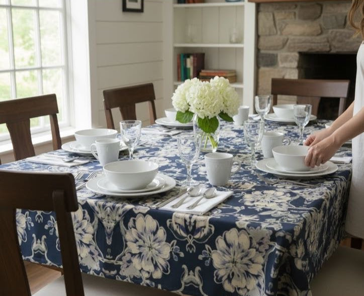 Blue Fleur Damask 60 x 90 Tablecloth