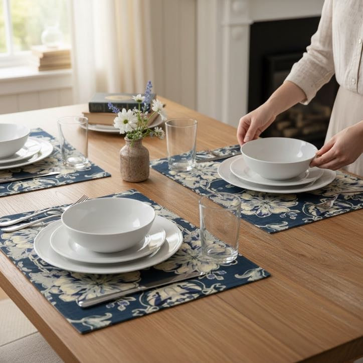 Blue Fleur Damask Placemats