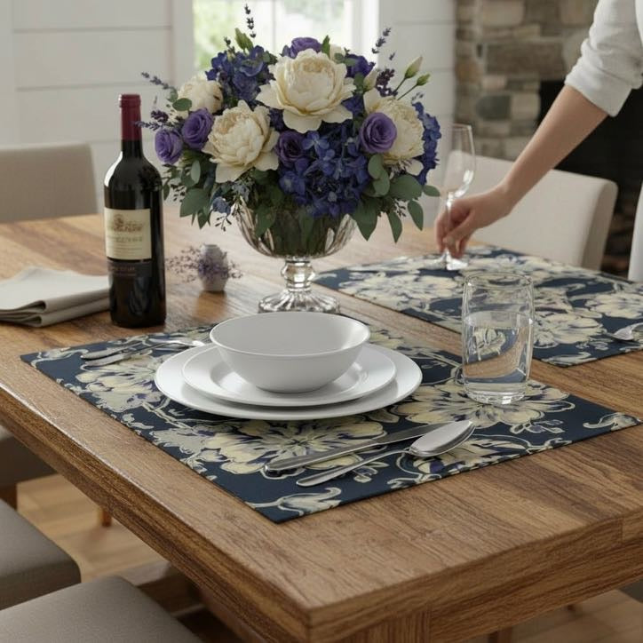 Blue Fleur Damask Placemats