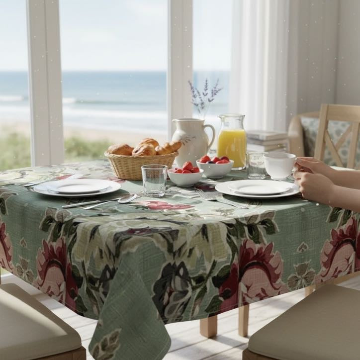 Seafoam Roses 60 x 90 Tablecloth