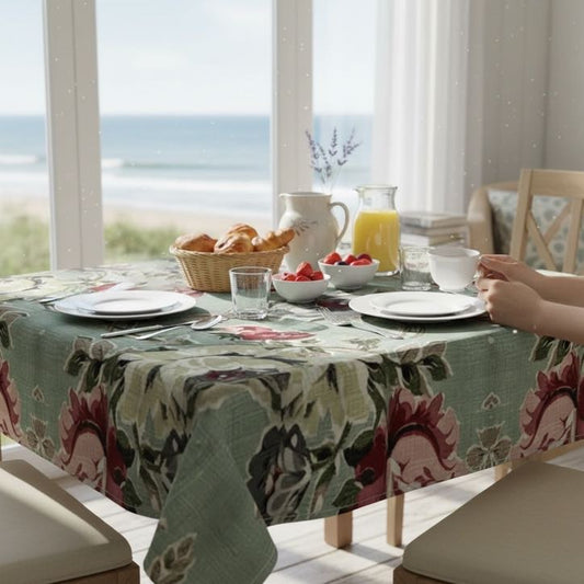 Seafoam Roses 60 x 90 Tablecloth