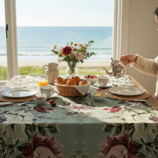 Seafoam Roses 60 x 60 Tablecloth