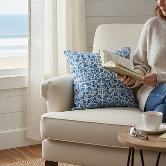 Blue Pomegranate 22x 22 Pillow Cover