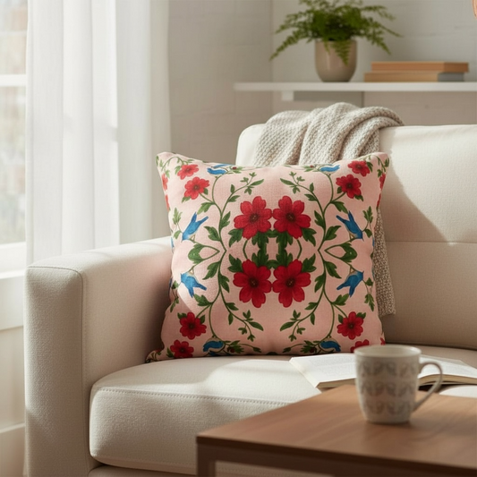 Songbird Bloom Pink 18 x 18 Pillow Cover