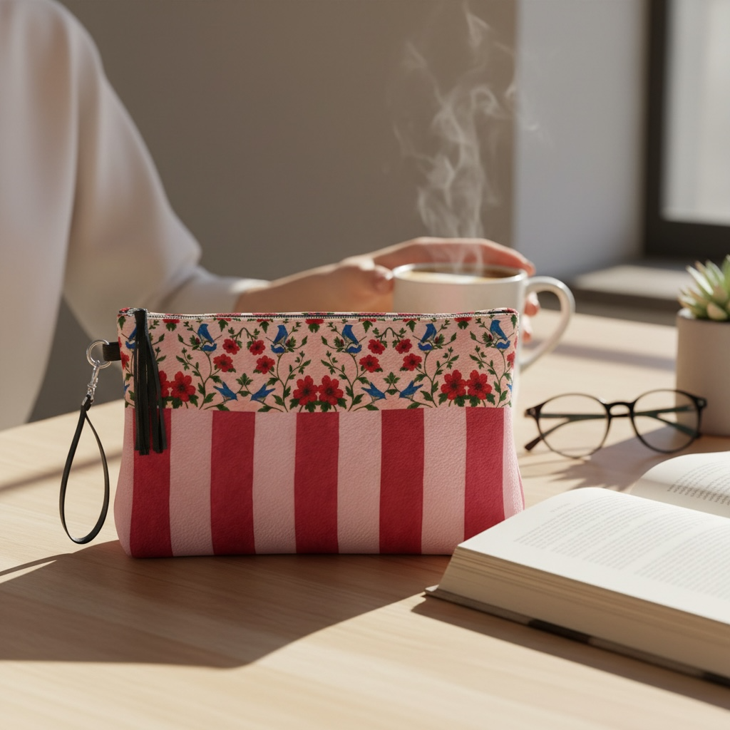 Songbird Bloom Pink Vegan Leather Clutch Wristlet