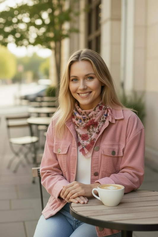 Songbird Bloom Pink Silk Square Scarf