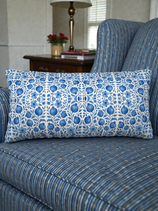 Blue Pomegranates 12x 24 Pillow Cover