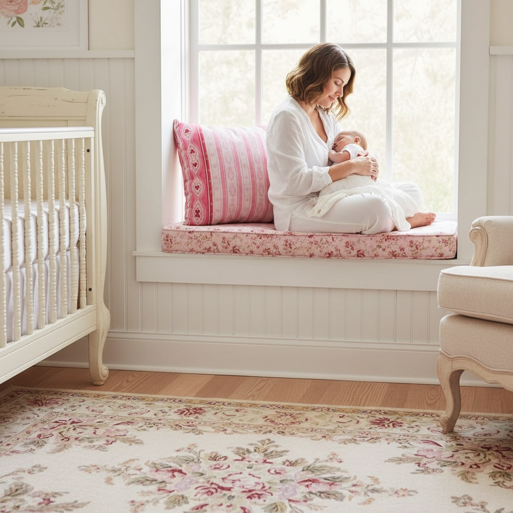 Sweetheart Folk Stripe Border 22" x 22" Pillow Cover