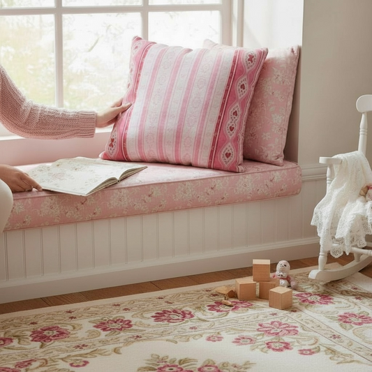 Sweetheart Folk Stripe Border 22" x 22" Pillow Cover