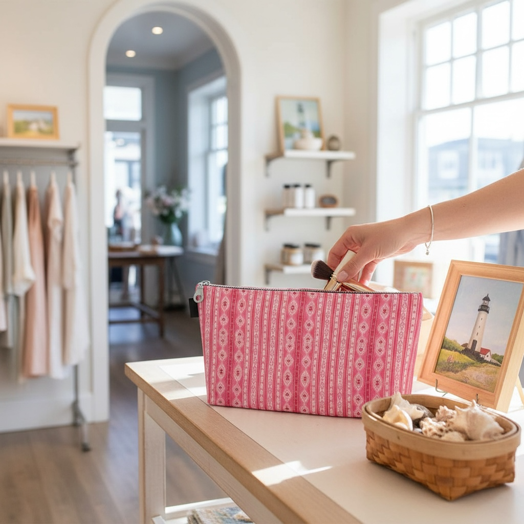 Sweet Heart Folk Stripe Makeup Bag