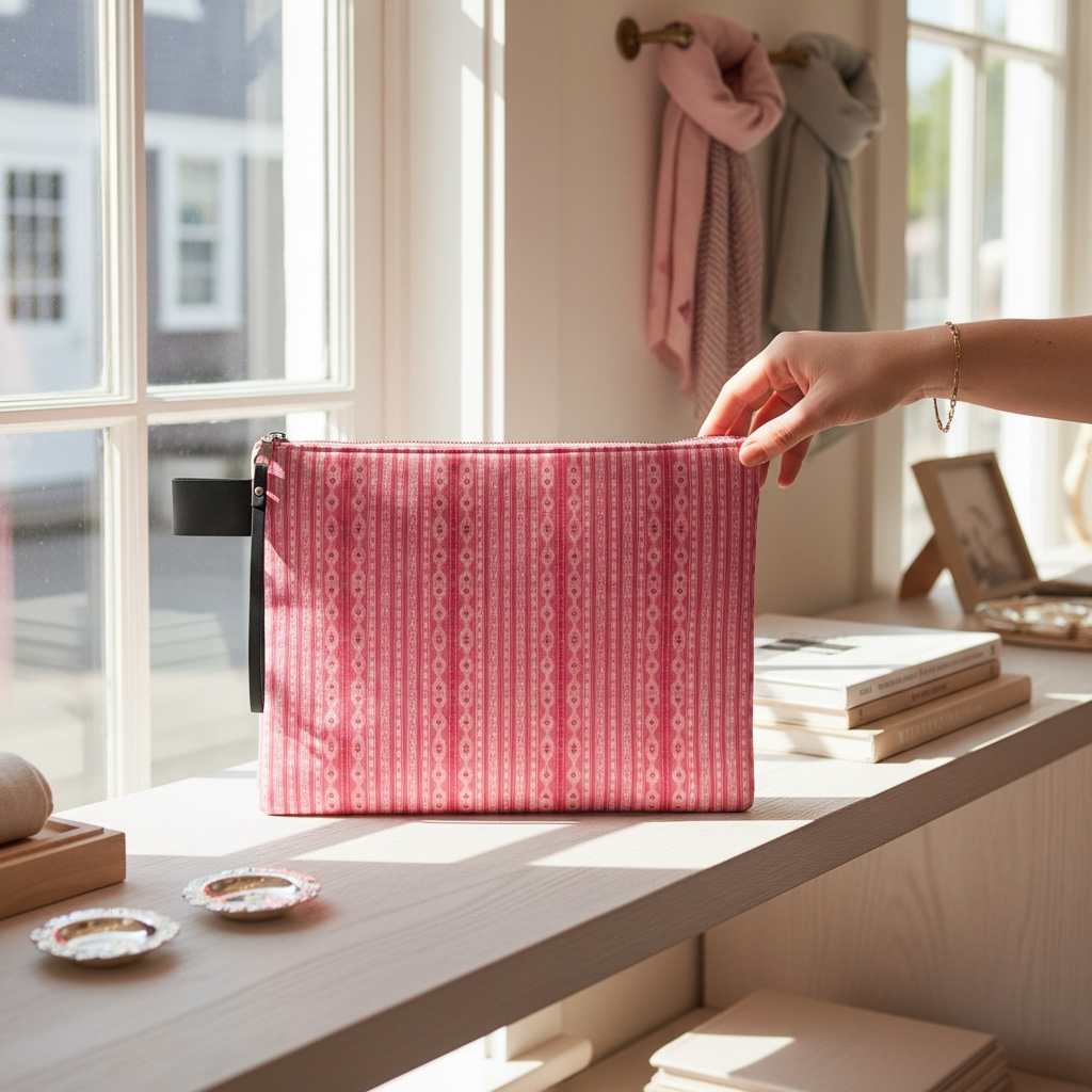 Sweet Heart Folk Stripe Zipper Carry-all Bag