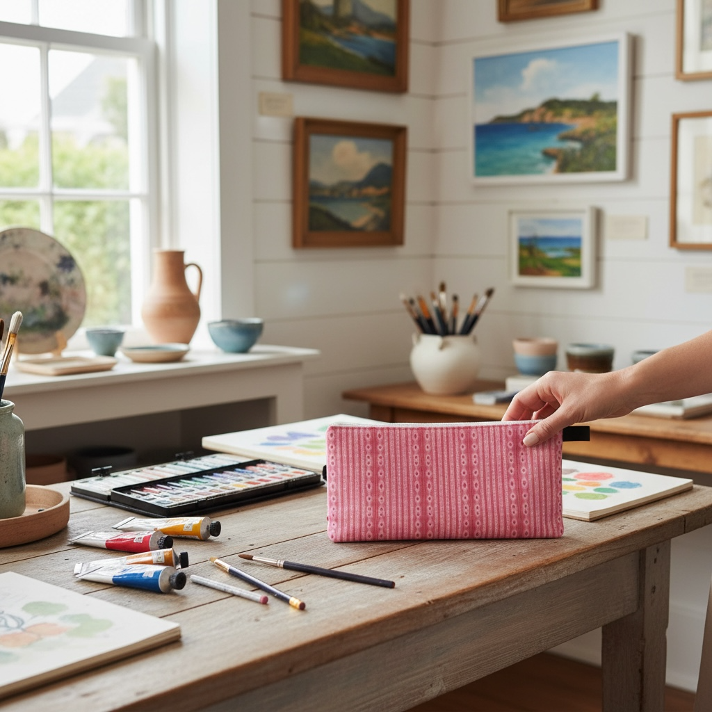 Sweet Heart Folk Stripe Pencil Case