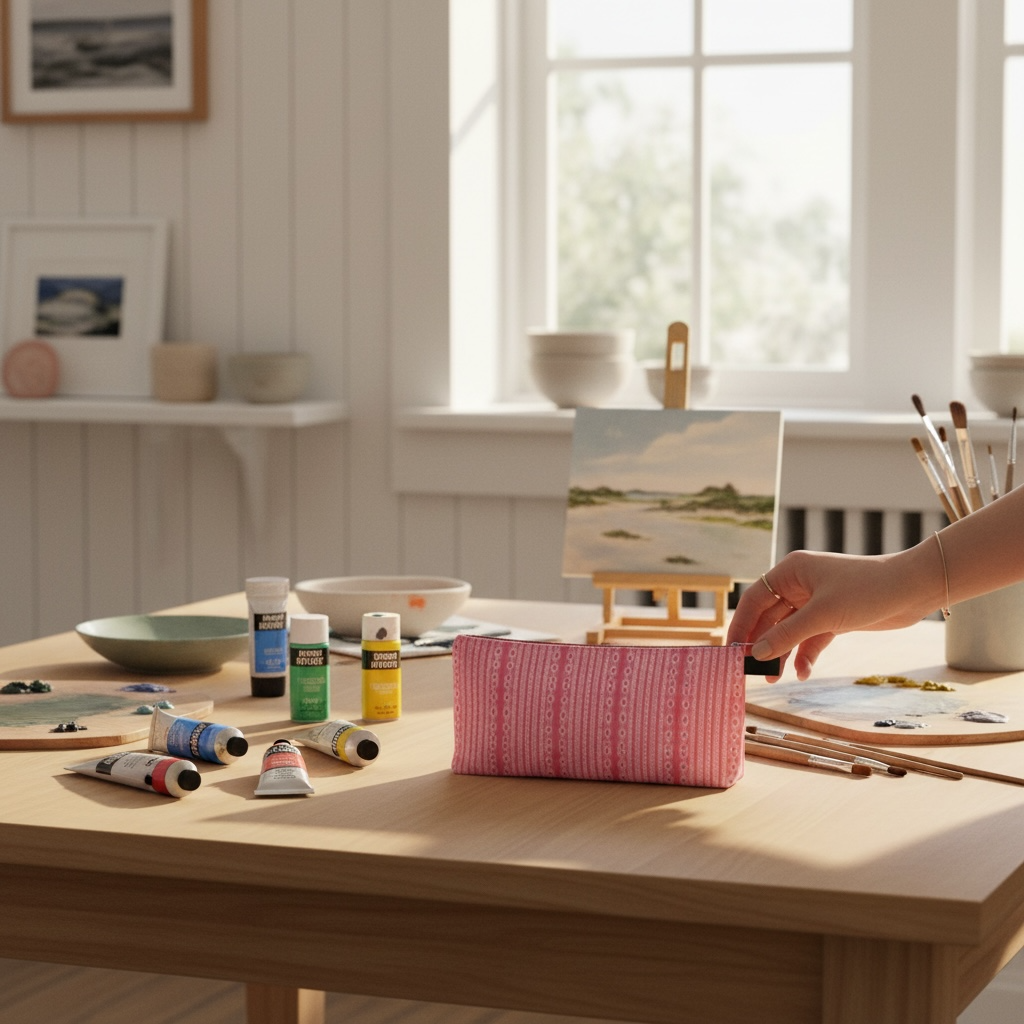 Sweet Heart Folk Stripe Pencil Case